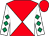 Red and white diabolo, white sleeves, emerald green diamonds, red cap (Thorney Racing Partners)