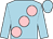 Light blue, large pink spots (Miss Jessica J Bell)