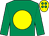 Emerald green, yellow disc, yellow cap, emerald green spots (M Hastings)