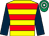 Yellow & red hoops, dark blue sleeves, emerald green & white hooped cap (Anthony Carey)