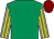 EMERALD GREEN, GREY and YELLOW striped sleeves, MAROON cap (Mr A Saha)