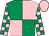 Pink & emerald green quartered, check sleeves, pink cap (Michael Mulvany)