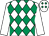 White & emerald green diamonds, white sleeves, emerald green diamonds on cap (Kieran Doyle)