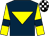 Dark blue, yellow inverted triangle, yellow sleeves, dark blue armlet, black & white check cap (Eric Callanan)