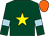Dark green, yellow star, dark green sleeves, light blue armlets, orange cap (Mr G Richards)