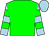 green, light blue sleeves, green hoops, light blue cap (Hat Creek Racing)