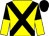 Yellow, black cross belts, halved sleeves, black cap (R N J Partnership)