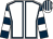 White, dark blue seams, dark blue and white hooped sleeves, white and dark blue striped cap (One Small Step)
