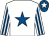 White, royal blue star, striped sleeves, royal blue cap, white star (Mrs James Bethell)