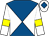 Royal blue and white diabolo, white sleeves, yellow armlets, white cap, royal blue diamond (Mr A J & Mrs J Ward)
