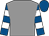 Grey, royal blue and white hooped sleeves, royal blue cap (Mr J Aljunaibi)