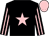 Black, pink star, striped sleeves, pink cap (Mrs Lucy Knott)