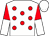 White, red spots, halved sleeves, white cap (Santry Power Walsh Syndicate)