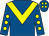 Royal blue, yellow chevron, yellow spots on sleeves, royal blue cap, yellow spots (Colm Kedney)