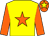 Yellow body, orange star, orange arms, orange cap, yellow star (Mme F Chenu)