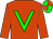 Tangerine, green v, quartered cap (Mrs C Watson)
