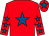 Red, royal blue star, royal blue stars on sleeves, royal blue star on cap (T W Power)