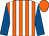 Orange and white stripes, royal blue sleeves, orange cap (Mr G Morgan)