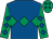 Royal blue, emerald green triple diamond, emerald green sleeves, royal blue diamonds, royal blue diamonds on emerald green cap (Dennis Clayton And James Binks)
