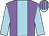 Mauve, light blue stripe and sleeves, light blue and mauve striped cap (M Eves & Partner)
