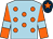 Light blue, orange spots, orange sleeves, light blue armlet, dark blue cap, orange star (N P Burke)