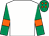 White, emerald green sleeves, orange armlets and diamonds on emerald green cap (Capital Care Group Limited)