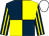 Dark blue and yellow (quartered), striped sleeves, white cap (Paul & Clare Rooney)