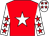 Red, white star, white sleeves, red stars, white cap, red stars (Declan Hayes)