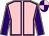 Pink, purple seams, purple sleeves, pink seams, quartered cap (Mr M P Hammond)