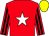 Red, white star, red and black striped sleeves, yellow cap (Mr Fergus Wilson)