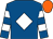 Royal blue, white diamond, hooped sleeves, orange cap (Silver,steed,gambini & Venice Consulti)