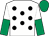 White, black spots, white and emerald green halved sleeves, emerald green cap (Trevor Nicholas & Malcolm Price)