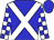 Blue, white cross sashes, white and blue blocks on sleeves (Harris Dukes)
