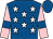 Royal blue, white stars, pink sleeves, royal blue armlets, royal blue cap (The Brothers Grimm)