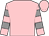 Pink, grey hooped sleeves, pink cap (Mrs Jane Rowlinson)