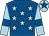 Royal blue, light blue stars, light blue sleeves, royal blue armlets and star on light blue cap (Mr Oliver Knight)