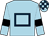 Light blue, dark blue hollow box, light blue sleeves, black armlets, light blue and dark blue check cap (Caballo Racing)