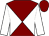 Maroon and white diabolo, white sleeves, maroon cap (Mr Luke Comer)