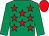Emerald green, red stars, emerald green sleeves, red cap (Lightning Charlie Partnership)