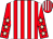 Red and white stripes, red sleeves, beige stars (Mr D Allen)