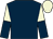 Dark blue, beige and dark blue halved sleeves, beige cap (G E Bassett & P R Chamings)