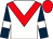 White, red chevron, dark blue sleeves, white armlets, red cap (Mrs Gill Shire)