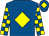Royal blue, yellow diamond, checked sleeves, royal blue cap, yellow diamond (Douglas Pryde & James Fyffe)