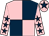 Pink and dark blue (quartered), pink sleeves, dark blue stars, pink cap, dark blue star (Mrs S Cross)