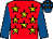 Red, yellow stars, royal blue sleeves, royal blue cap, yellow stars (Mrs T Burns)