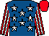 Royal blue, white stars, red and white striped sleeves, red cap (Mr Michael Fennessy)