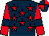 Dark blue, red stars, red sleeves, dark blue armlets, dark blue and red quartered cap (Ursa Major Racing, S Morrell & A Parri)