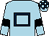 Light blue, dark blue hollow box, light blue sleeves, black armlets, light blue and dark blue check cap (Caballo Racing)