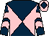 Dark blue and pink diabolo, chevrons on sleeves, pink cap, dark blue diamond (Geoff & Sandra Turnbull)