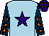 Light blue, purple star, dark blue sleeves, orange stars, purple cap, orange stars (Ryedale Partners No 7)